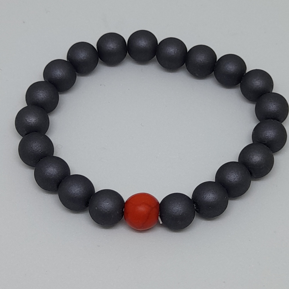 Black and Red Beaded Bracelet